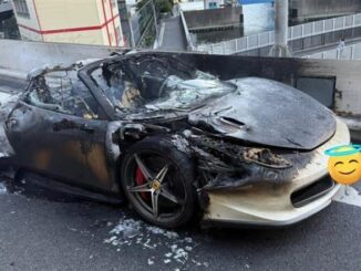 Dream Turns to Ashes: Japanese Man’s Decade of Savings Vanishes As New Ferrari Burns Hour After Delivery in Tokyo (See Pics)