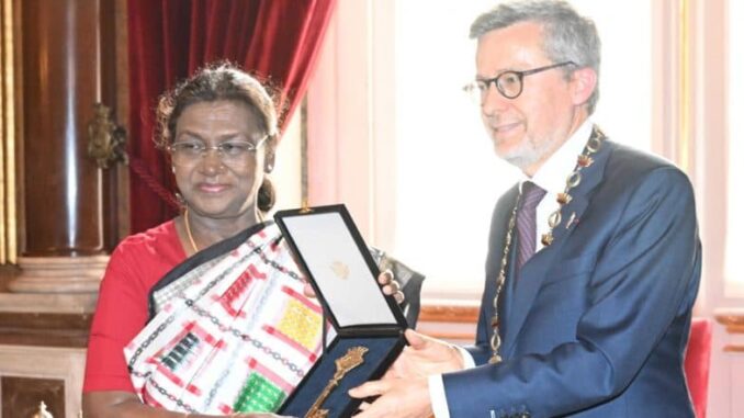 Droupadi Murmu in Portugal: President Murmu Attends Banquet Hosted by Counterpart Marcelo Rebelo De Sousa; Lisbon Mayor Confers Her With the ‘City Key of Honour’ (See Pics)
