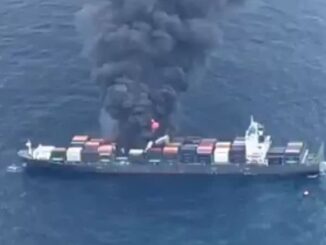 WAN HAI 503 Fire Incident: Indian Navy and Coast Guard Rescue 18 Crew Members From Singapore-Flagged Cargo Vessel That Caught Fire Off Kerala Coast (See Pics and Video)